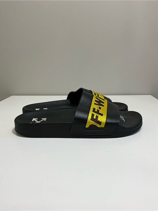 OFF-WHITE Industrial Belt Slides Black Yellow Logo Sandals EU 41 Virgil Abloh main image 6